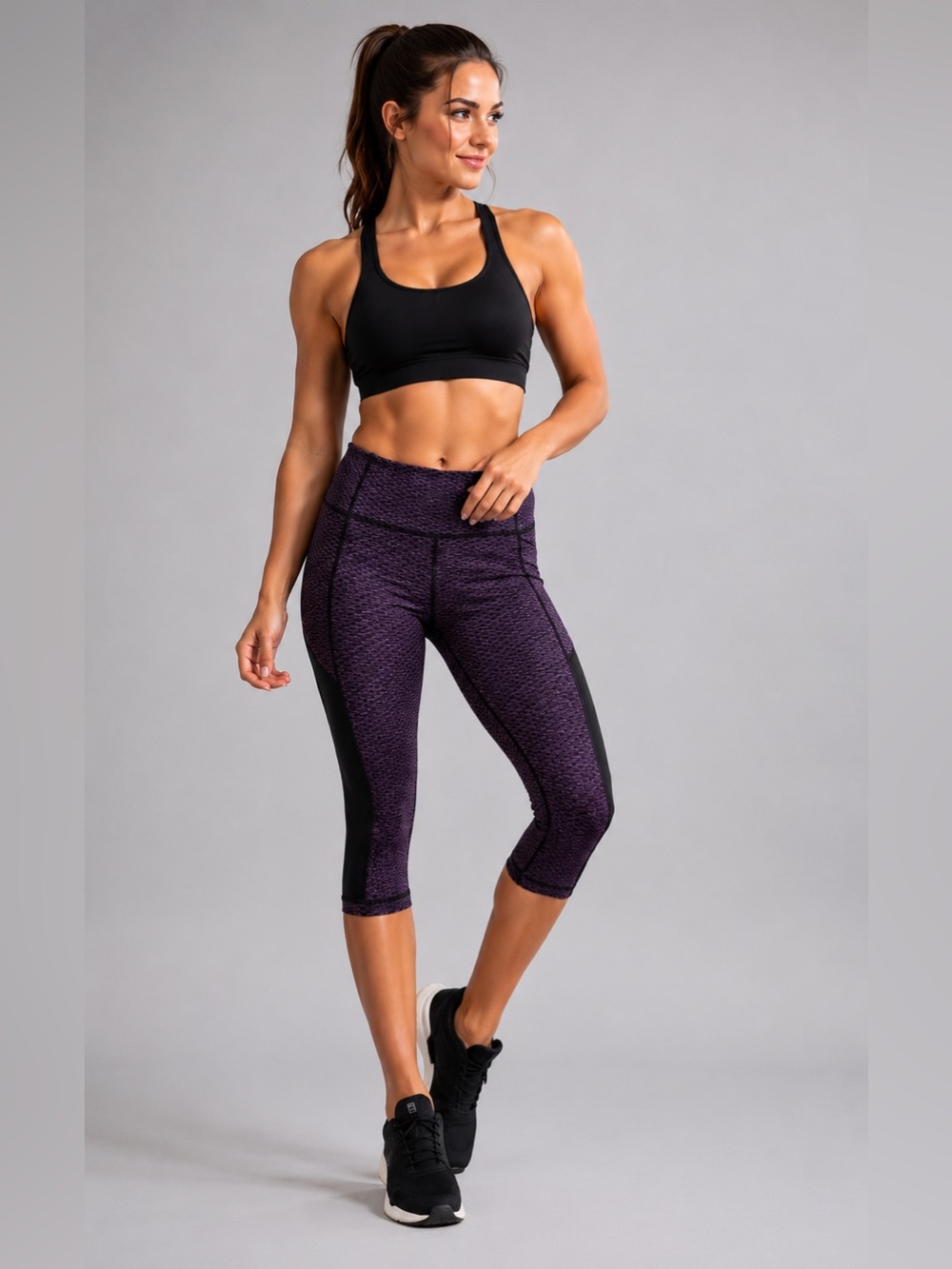 Lululemon Inspire Crop II Mesh Leggings‎ Purple Black Textured Luxtreme Size 6